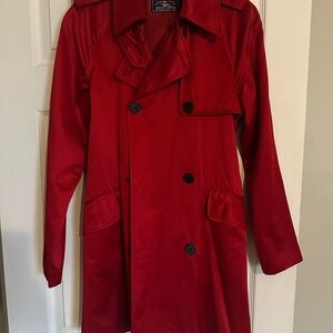 American Living Vibrant Red Satin Trench Coat